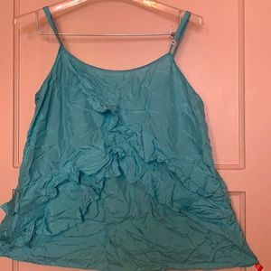 BANANA REPUBLIC XL BLUE CAMISOLE TOP RUFFLES TIER SILK NEW NO TAGS